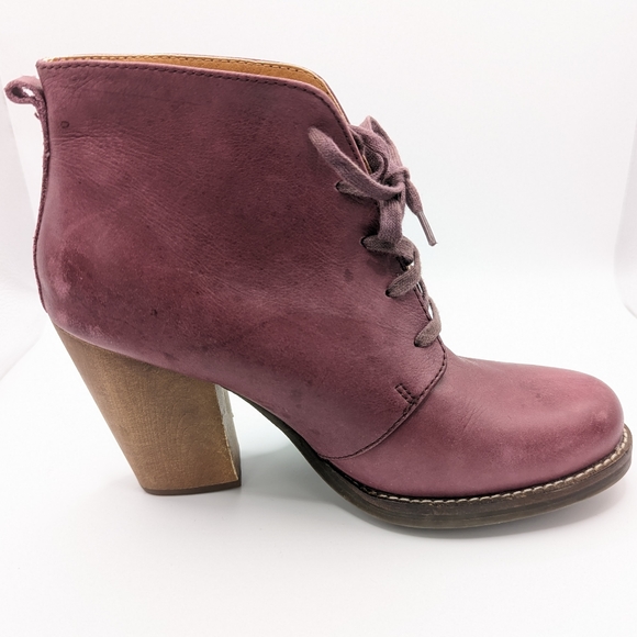 Latigo Purple Leather Lace Up Booties - Picture 2 of 8